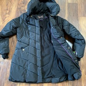 Black down puffer winter jacket.